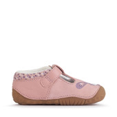 Start-Rite Little Paws, Dusky pink nubuck/leather bunny girls T-bar buckle pre-walking shoes 0825_16