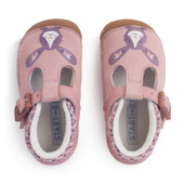 Start-Rite Little Paws, Dusky pink nubuck/leather bunny girls T-bar buckle pre-walking shoes 0825_16