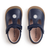 Start-Rite Floret, Navy leather girls daisy riptape first walking shoes 0840_9