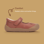 Start-Rite Eva, Tan leather girls rip-tape floral first walking shoes 0841_0