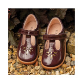 Start-Rite Puzzle, Burgundy patent girls rip-tape T-bar first walking shoes 0779_28