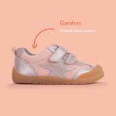 Start-Rite Tickle Star, Dusky pink/blush pearlised leather rip-tape girls pre-school casual shoes 1761_6