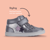 Start-Rite Orbit Star, Slate grey pearlised leather girls rip-tape casual boots 1765_4