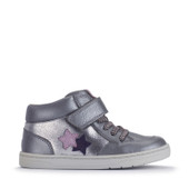 Start-Rite Orbit Star, Slate grey pearlised leather girls rip-tape casual boots 1765_4