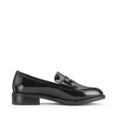 Start-Rite Milan, Black patent girls slip-on senior school loafer shoes 3545_3