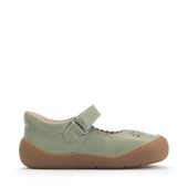 Start-Rite Eva, Dusky green leather girls rip-tape floral first walking shoes 0841_5