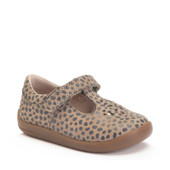 Start-Rite Eternal, Taupe nubuck/splash girls rip-tape T-bar first walking shoes 0850_4