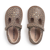 Start-Rite Eternal, Taupe nubuck/splash girls rip-tape T-bar first walking shoes 0850_4