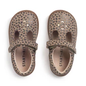 Start-Rite Eternal, Taupe nubuck/splash girls rip-tape T-bar first walking shoes 0850_4