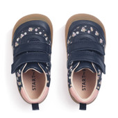 Start-Rite Duel, Navy floral nubuck/leather casual rip-tape first walking trainers 0851_19