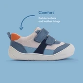 Start-Rite Duel, Denim blue/multi leather/nubuck casual rip-tape first walking trainers 0851_2