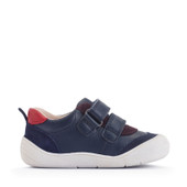 Start-Rite Duel, Navy/multi leather casual rip-tape first walking trainers 0851_9