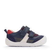 Start-Rite Duel, Navy/multi leather casual rip-tape first walking trainers 0851_9