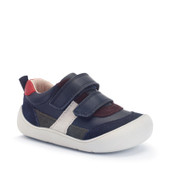 Start-Rite Duel, Navy/multi leather casual rip-tape first walking trainers 0851_9