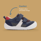 Start-Rite Duel, Navy/multi leather casual rip-tape first walking trainers 0851_9
