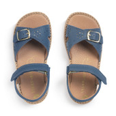 Start-Rite Holiday, Denim blue leather leather girls rip-tape sandals 5201_2