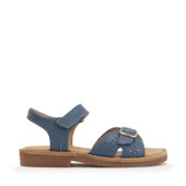 Start-Rite Holiday, Denim blue leather leather girls rip-tape sandals 5201_2