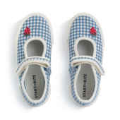 Lemonade, Denim blue gingham canvas single bar rip-tape canvas shoes 6210_2