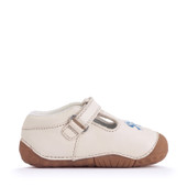 Start-Rite Squish, Cream leather bow girls T-bar rip-tape pre-walker shoes 0858_14
