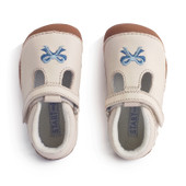 Start-Rite Squish, Cream leather bow girls T-bar rip-tape pre-walker shoes 0858_14