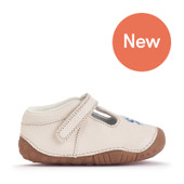 Start-Rite Squish, Cream leather bow girls T-bar rip-tape pre-walker shoes 0858_14