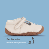 Start-Rite Squish, Cream leather bow girls T-bar rip-tape pre-walker shoes 0858_14