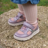 Start-Rite Stride, Mauve/silver nubuck mix girls rip-tape pre-school casual trainer shoes 0862_6