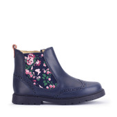 Start-Rite Chelsea, Navy blue leather/floral girls zip-up ankle boots 1727_69