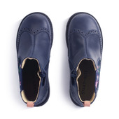 Start-Rite Chelsea, Navy blue leather/floral girls zip-up ankle boots 1727_69