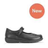 Start-Rite Bow, Black leather girls rip-tape bow first school shoes 1794_7