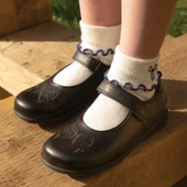 Start-Rite Bow, Black leather girls rip-tape bow first school shoes 1794_7