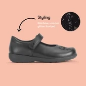 Start-Rite Bow, Black leather girls rip-tape bow first school shoes 1794_7