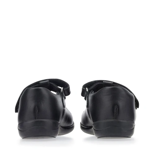 Start-Rite Poppy, black leather girls rip-tape T-bar school shoes 2747_7