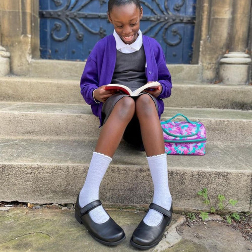 Start-Rite Samba, Black leather girls rip-tape school shoes 3143_7