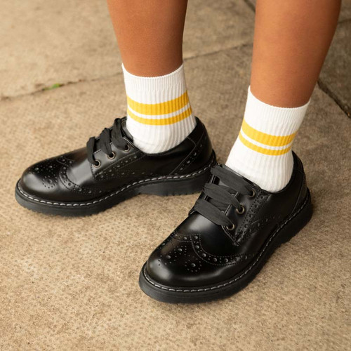 Start-Rite Impulsive II, Black leather girls lace-up closed school shoes 3505_7