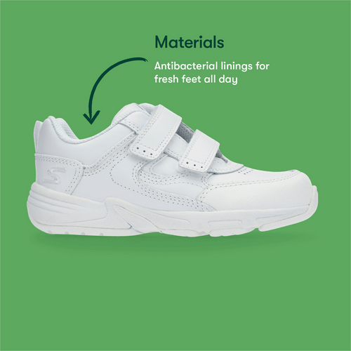 Start-Rite Meteor, white leather riptape school trainers 6283_4