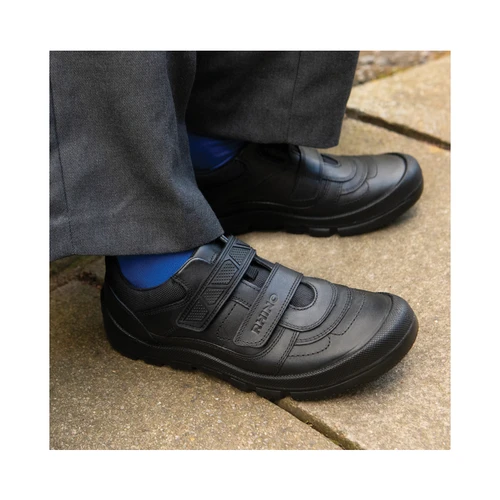 Start-Rite Rhino Warrior, black leather boys rip-tape school shoes