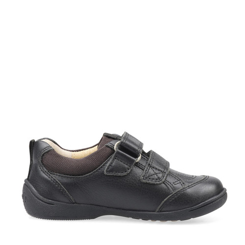 Zigzag, Black leather boys rip-tape first school shoes