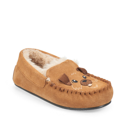 Start-Rite Snuggle, tan Suede Dog Slip-on Slippers 9932_0
