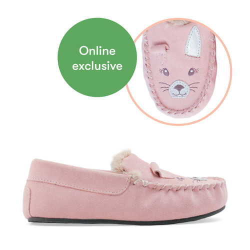 Start-Rite Snuggle, pink suede bunny slip-on slippers 9932_6