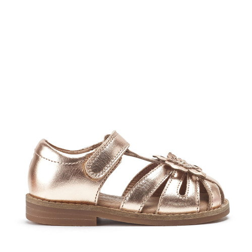 Flora, Rose gold metallic leather girls rip-tape sandals 5198_0