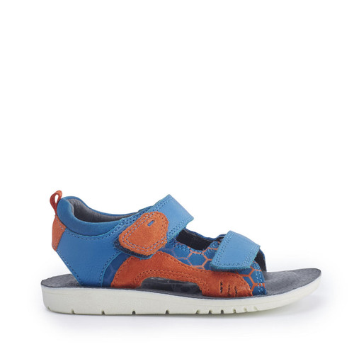 Start-Rite Beachball, Bright blue leather/ orange suede boys rip-tape sandals 5208_2