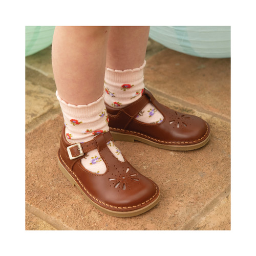 Start-Rite Lottie, Tan leather classic t-bar buckle shoes 5184_0