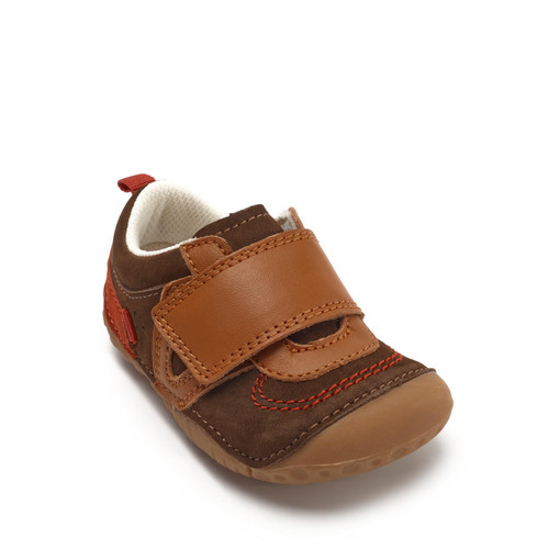 Start-Rite Shuffle, Tan leather/brown nubuck boys rip-tape pre-walkers 0786_0