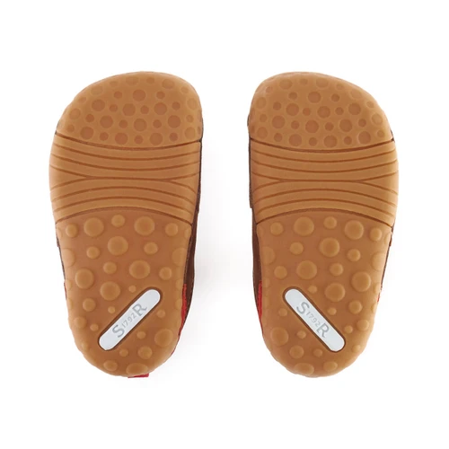 Start-Rite Shuffle, Tan leather/brown nubuck boys rip-tape pre-walkers 0786_0