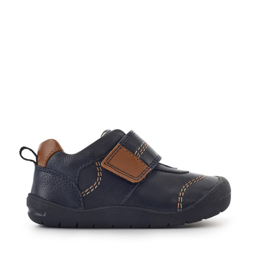 Start-Rite Footprint, Navy blue leather boys rip-tape first walking shoes 0769_19