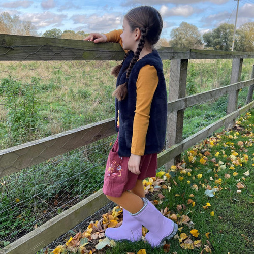 Girls fleece shop wellies