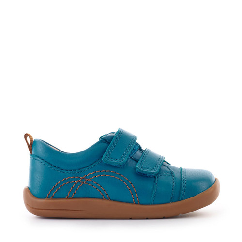 Start-Rite Tree House, Bright blue leather riptape first walking shoes 0781_12