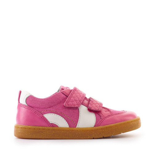 Start-Rite Enigma, Pink leather/canvas casual riptape pre-school shoes 1748_6