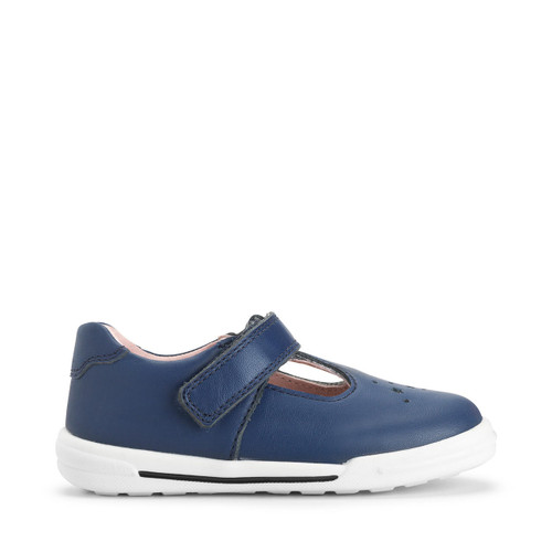 Start-Rite Playground, French navy leather girls T-bar rip-tape pre-school casual shoes 1706_9